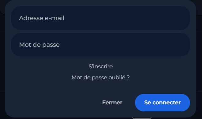 Fenêtre de connexion Jslotz avec récupération du mot de passe