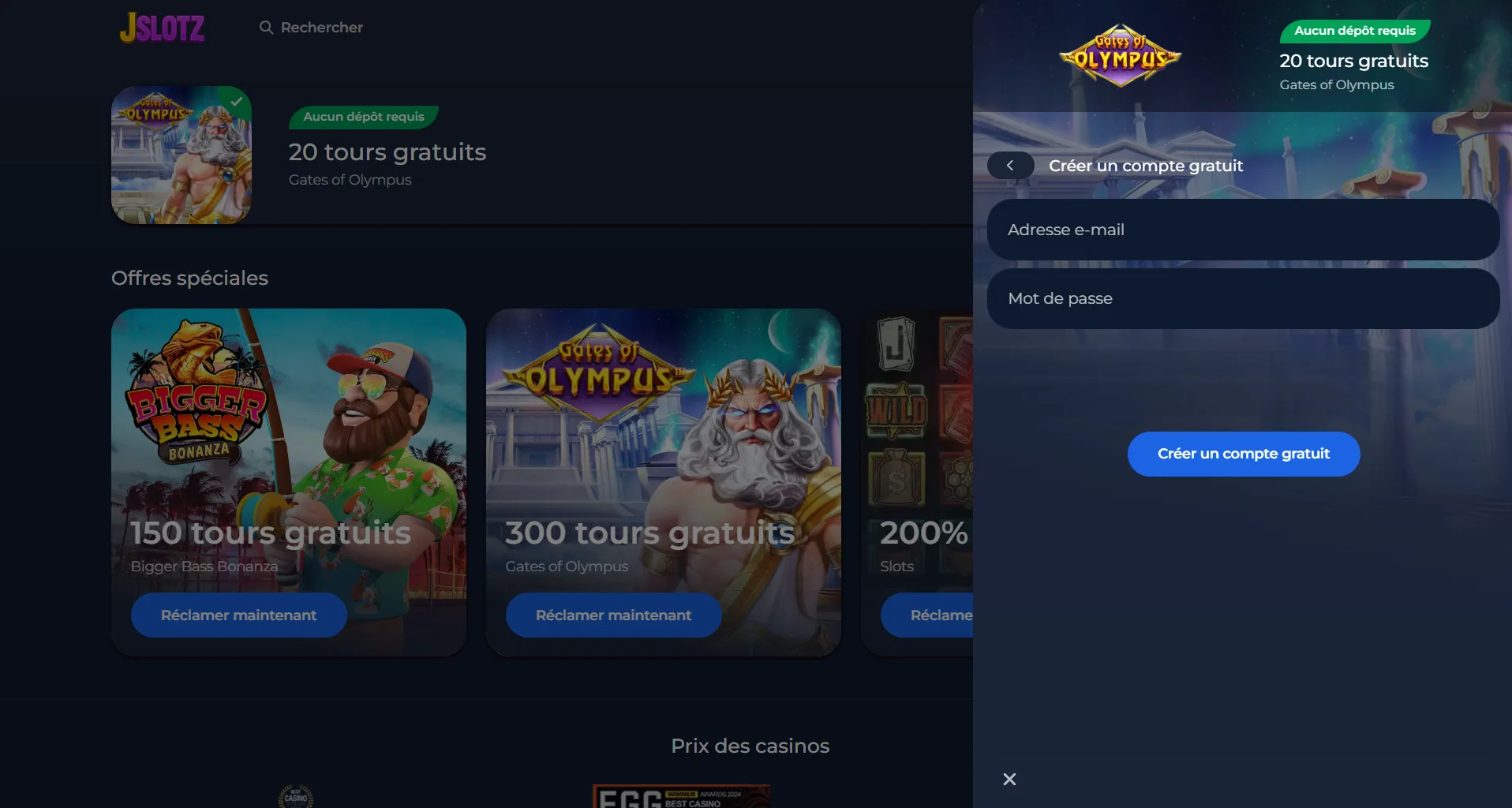 Jslotz casino-inscription compte
